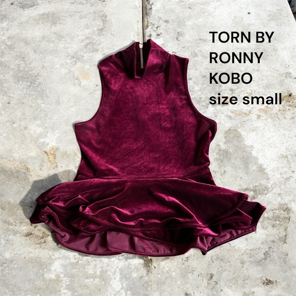 🐶❄️Torn by Ronny Kobo Velvet Dress in Deep Burgundy